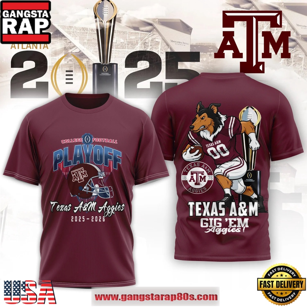 Texas A&M Aggies NCAA College Football Playoff 2025-26 3D Shirt