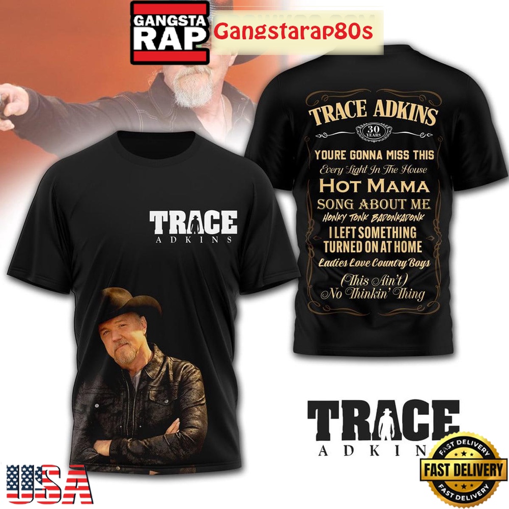 Trace Adkins Celebrating 30 Years Limited Style Black Shirt