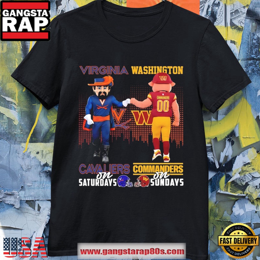 Virginia Cavaliers On Saturday x Washington Commanders On Sundays Skyline Mascot T Shirt