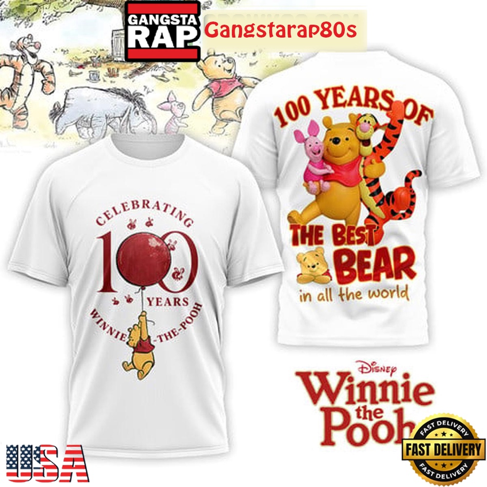 Winnie The Pooh 100 Years The Best Bear In All The World 3D Shirt