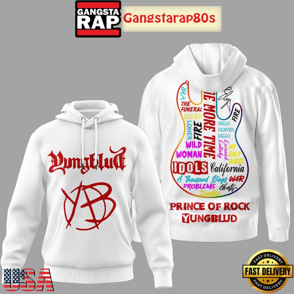 Yungblud Prince Of Rock All Over Print Hoodie-White