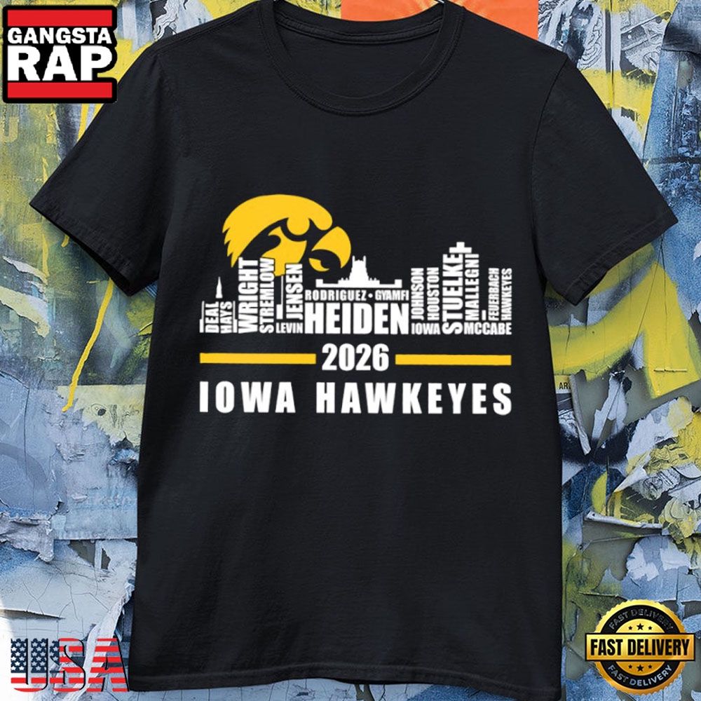 2026 Iowa Hawkeyes Player Name City Skyline T-Shirt