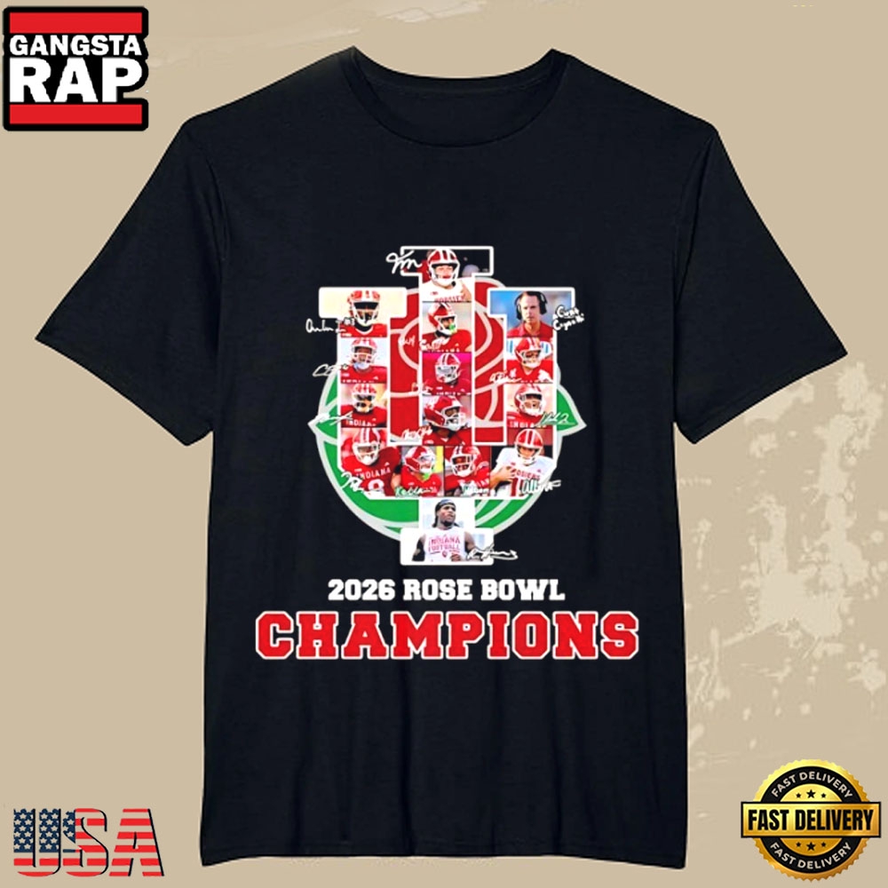 2026 Rose Bowl Champion Indiana Hoosiers Team Signatures T-Shirt