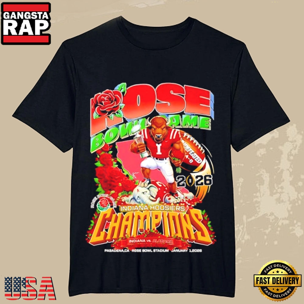 2026 Rose Bowl Indiana Hoosiers vs Alabama Crimson Tide Mascots Victory T-Shirt