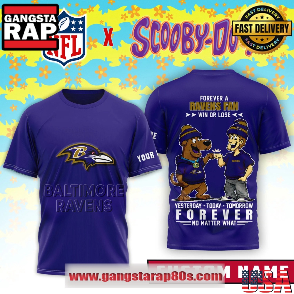 Baltimore Ravens x Scooby Doo Premium Custom Name 3D Shirt Baltimore Ravens x Scooby Doo Premium Custom Name 3D Shirt