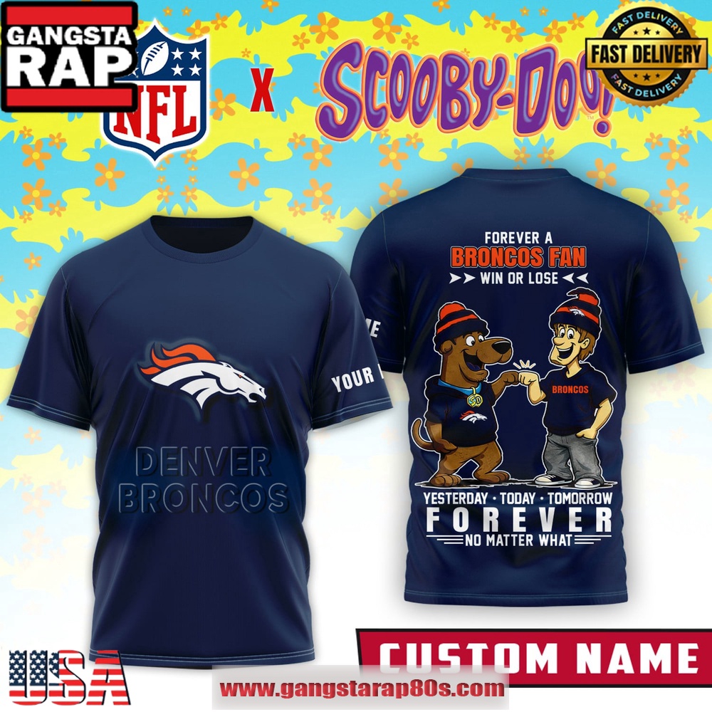 Denver Broncos x Scooby Doo Premium Custom Name 3D Shirt Denver Broncos x Scooby Doo Premium Custom Name 3D Shirt