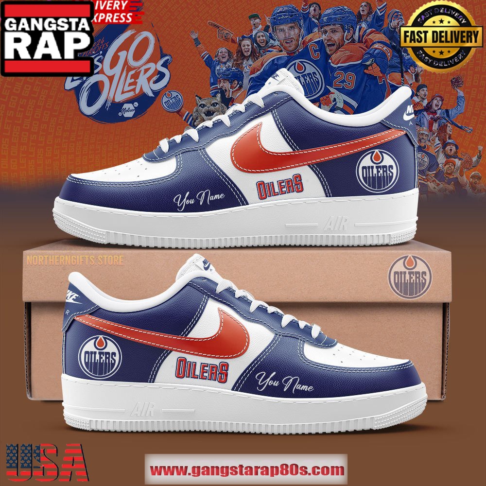 Edmonton Oilers NHL Let’s Go Oilers Custom Air Force 1 Sneakers Shoes Edmonton Oilers NHL Let’s Go Oilers Custom Air Force 1 Sneakers Shoes