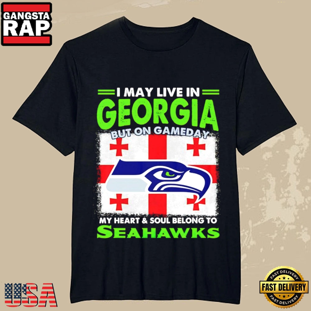 Georgia Living Seattle Seahawks Gameday Heart and Soul Flag T-Shirt