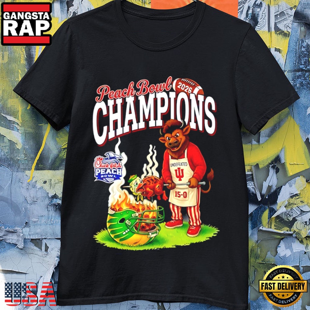 Indiana Hoosiers Mascot 2026 CFP Peach Bowl Champions T-Shirt