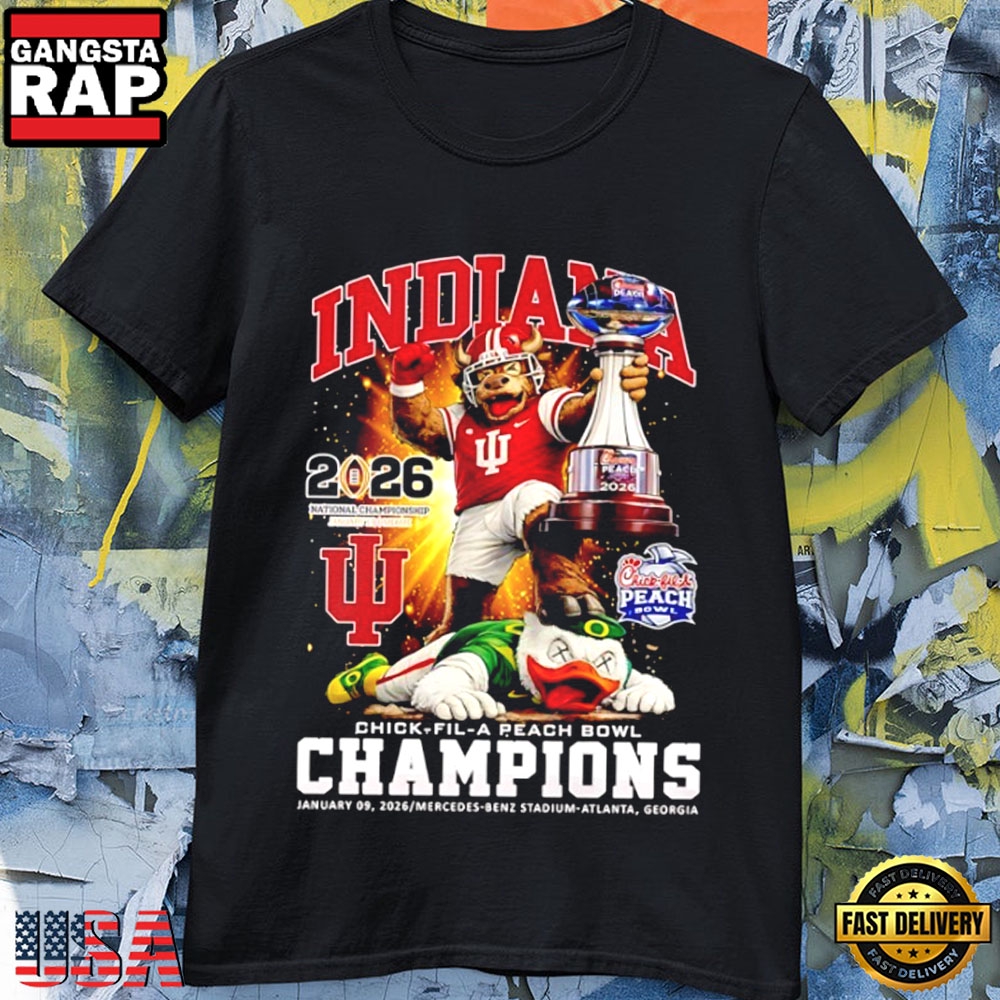 Indiana Hoosiers Mascot 2026 Chick-Fil-A Peach Bowl Champions T-Shirt