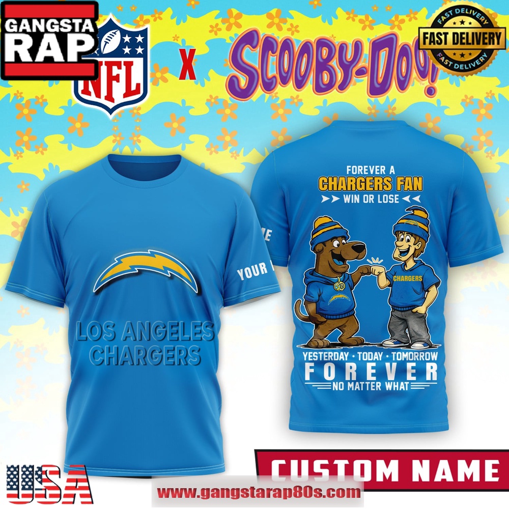 Los Angeles Chargers x Scooby Doo Premium Custom Name 3D Shirt