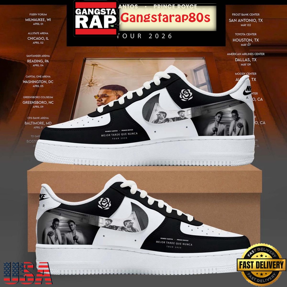 Mejor Tarde Que Nunca US & UK Tour 2026 Black Air Force 1 Sneakers Shoes