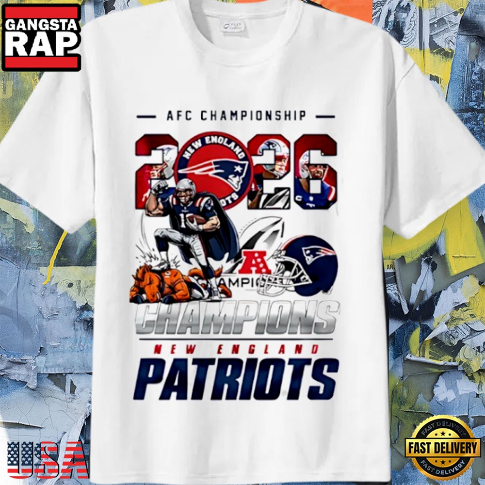 New England Patriots 2026 AFC Champions Super Bowl Victory Over Denver Broncos Mascot T-Shirt New England Patriots 2026 AFC Champions Super Bowl Victory Over Denver Broncos Mascot T-Shirt