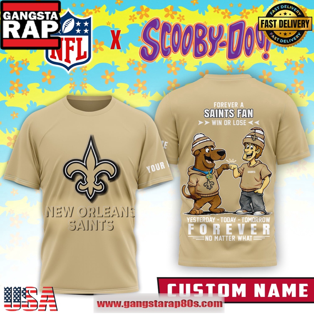 New Orleans Saints x Scooby Doo Premium Custom Name 3D Shirt