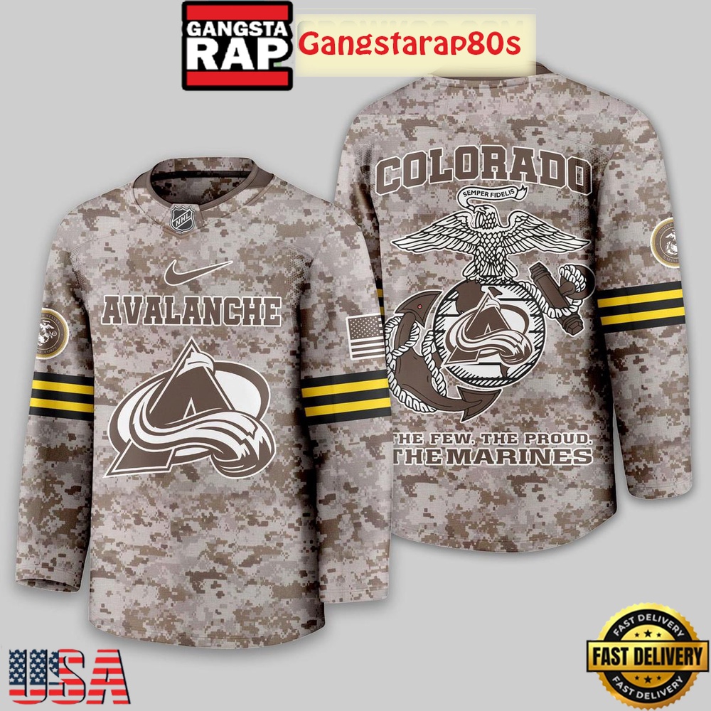NHL Colorado Avalanche US Marine Corps Camo Hockey Jersey
