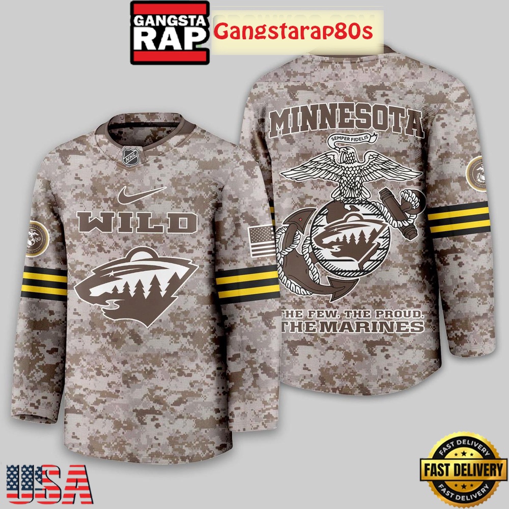 NHL Minnesota Wild US Marine Corps Camo Hockey Jersey