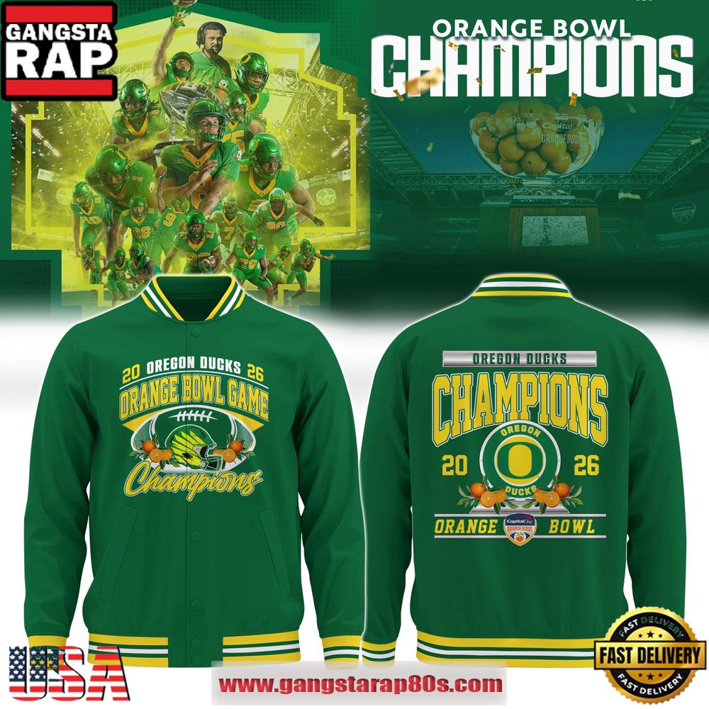 Oregon Ducks Football 2026 Orange Bowl Champions Baseball Jacket