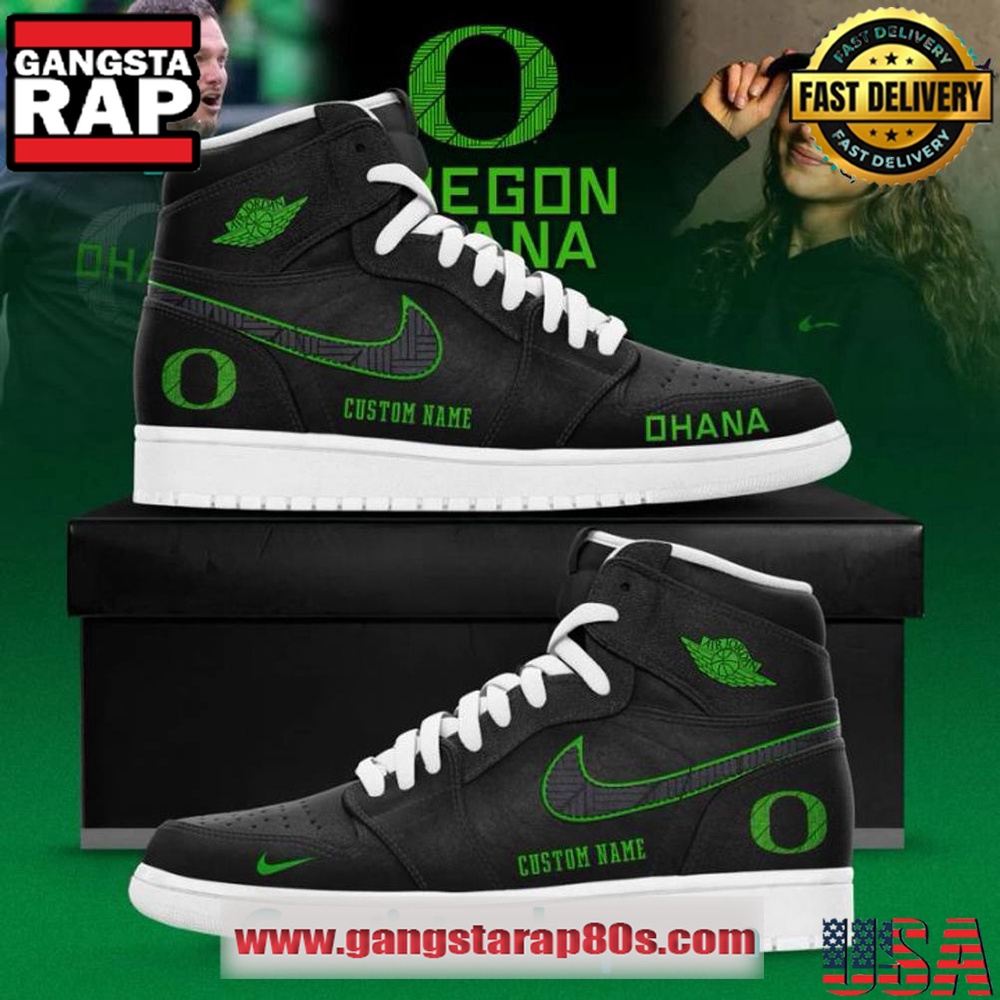 Oregon Ducks Ohana 2025 Custom Air Jordan 1 Sneakers Shoes