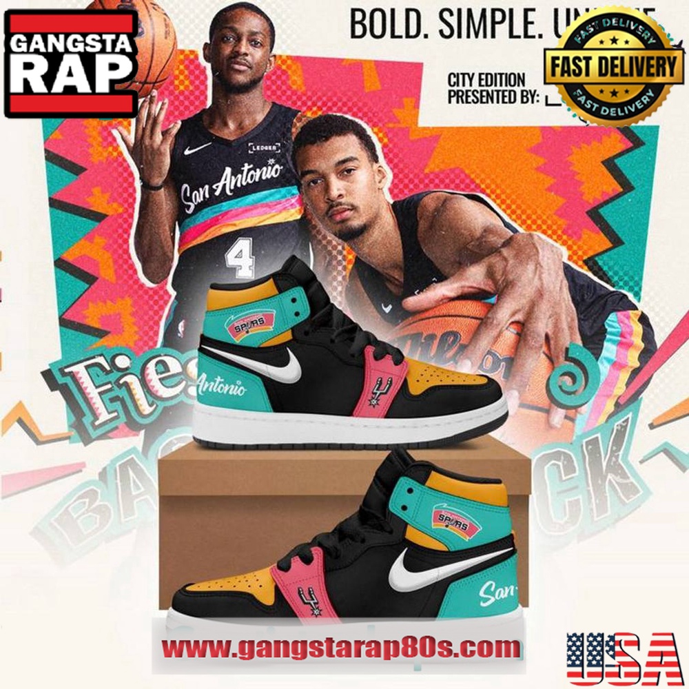 San Antonio Spurs Back To Black City Edition Air Jordan 1 Sneakers Shoes