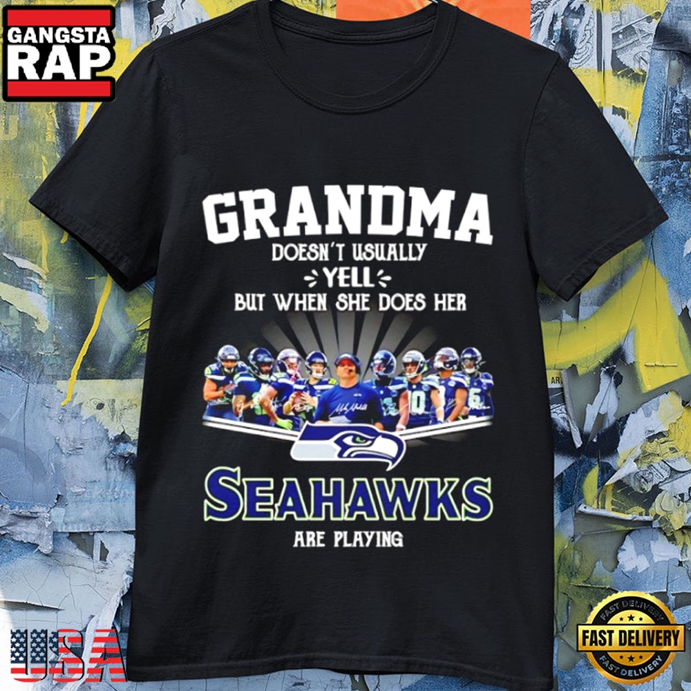 Seattle Seahawks Grandma Doesn’t Usually Yell Game Day Signatures T-Shirt