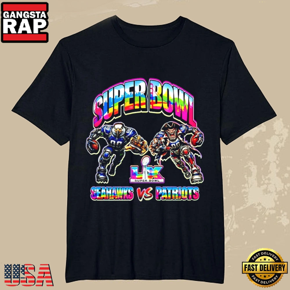 Seattle Seahawks vs New England Patriots Super Bowl LX Matchup Mascots T-Shirt