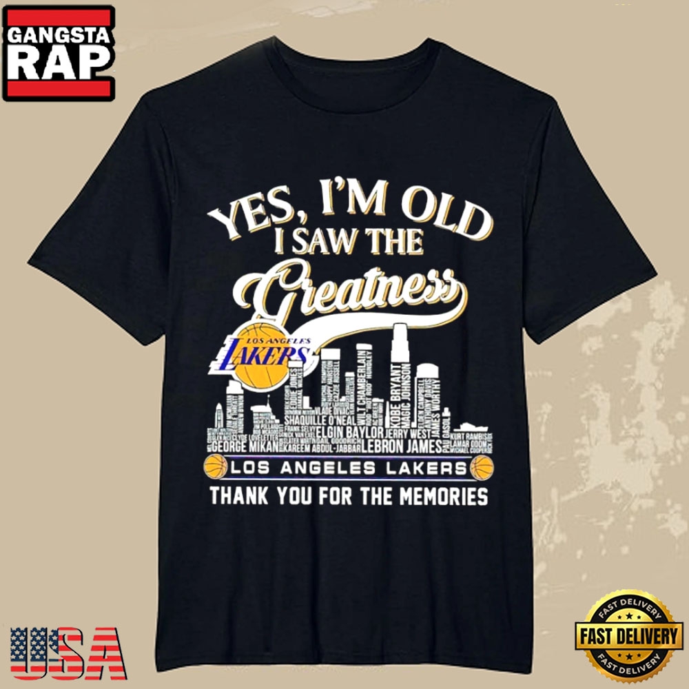 Vintage Los Angeles Lakers Skyline City I Saw the Greatness Memories T-Shirt