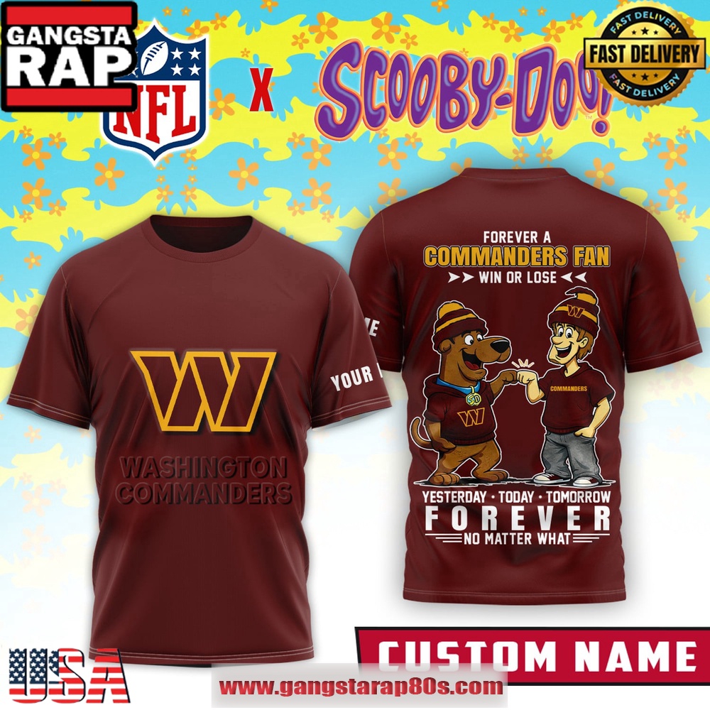 Washington Commanders x Scooby Doo Premium Custom Name 3D Shirt