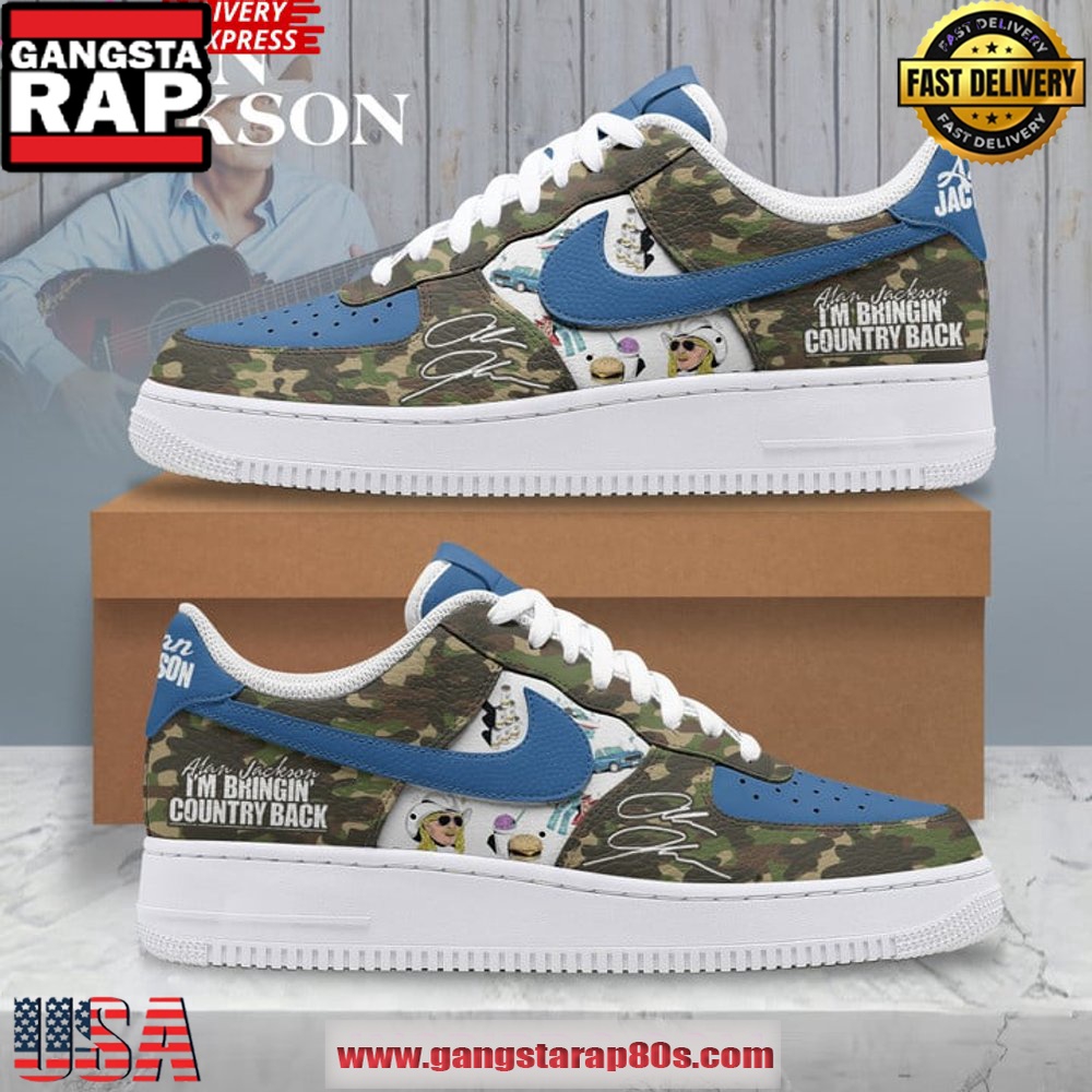 Alan Jackson Special Edition Air Force 1 Running Sneakers Shoes Alan Jackson Special Edition Air Force 1 Running Sneakers Shoes