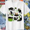 Black Cat Green Shamrock St T-Shirt