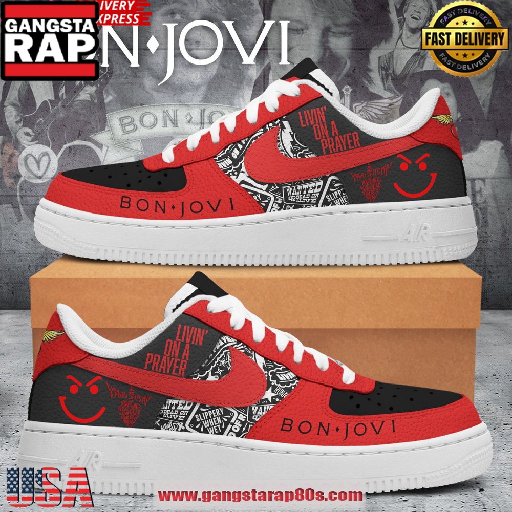 Bon Jovi Livin' On A Prayer New Design Air Force 1 Sneakers Shoes Bon Jovi Livin' On A Prayer New Design Air Force 1 Sneakers Shoes
