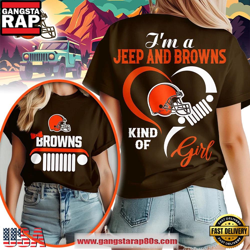 Cleveland Browns NFL Jeep Girl Women's 3D T Shirt Cleveland Browns NFL Jeep Girl Women's 3D T Shirt