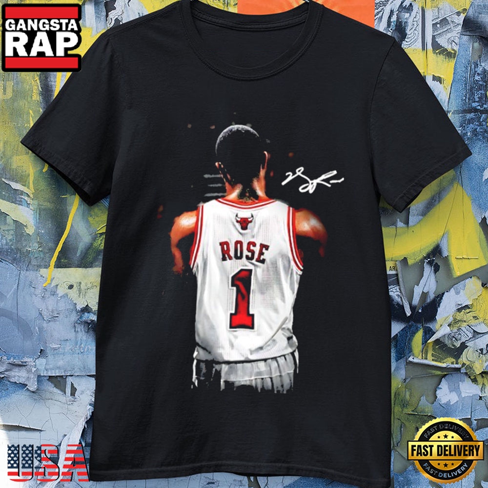 Derrick Rose Chicago Bulls Number 1 Player Basketball Signature T-Shirt