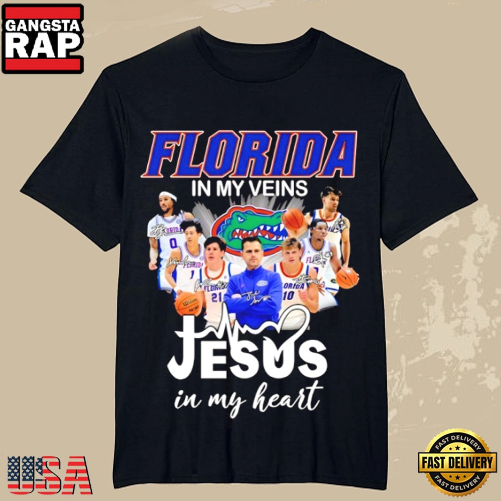 Florida Gators Players Coach Todd Golden In My Veins Jesus In My Heart T-Shirt Florida Gators Players Coach Todd Golden In My Veins Jesus In My Heart T-Shirt