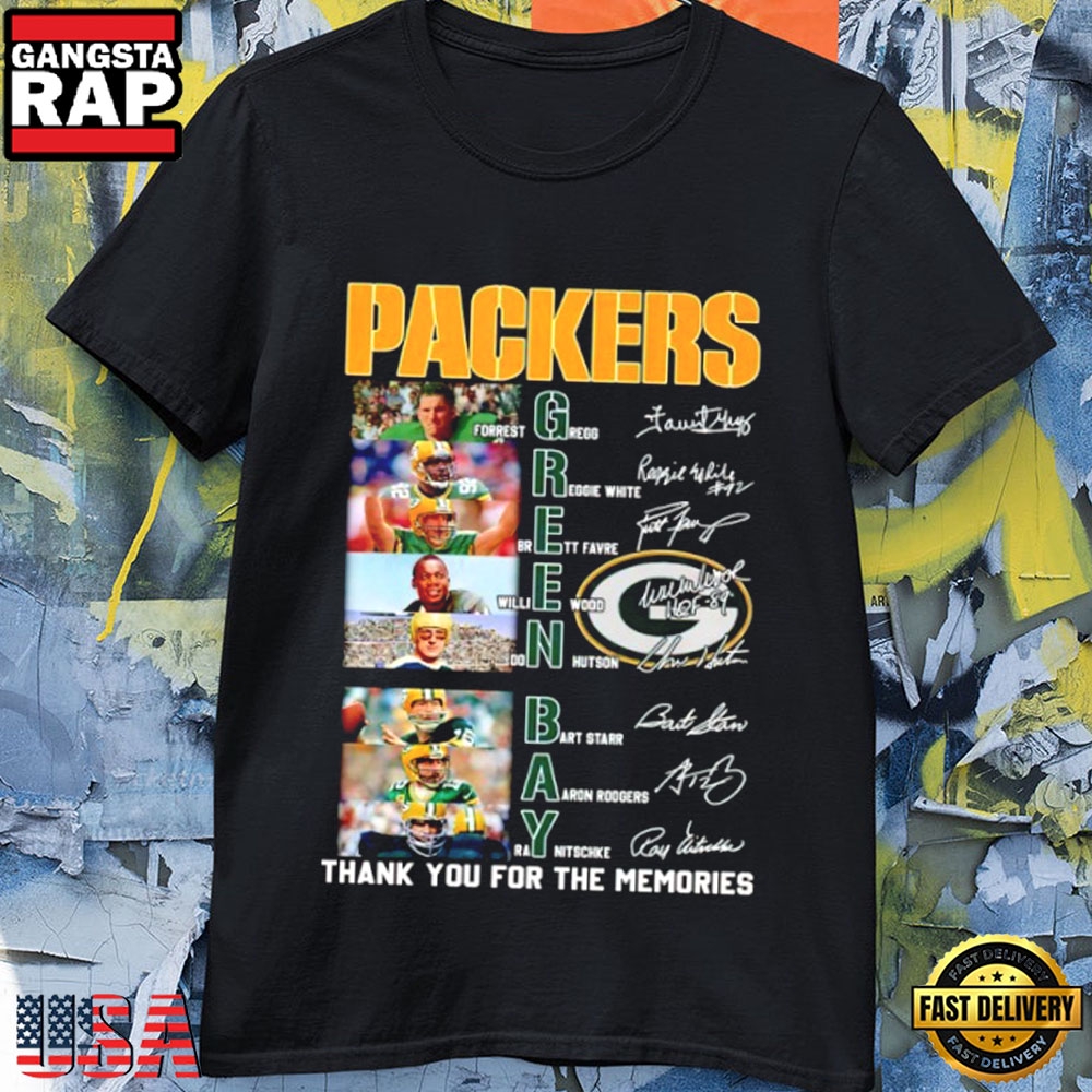 Green Bay Packers Roster Memories Signature Fan T-Shirt