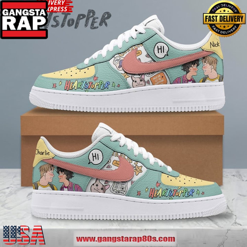 Heartstopper Nick Charlie New Design Air Force 1 Sneakers Shoes Heartstopper Nick Charlie New Design Air Force 1 Sneakers Shoes