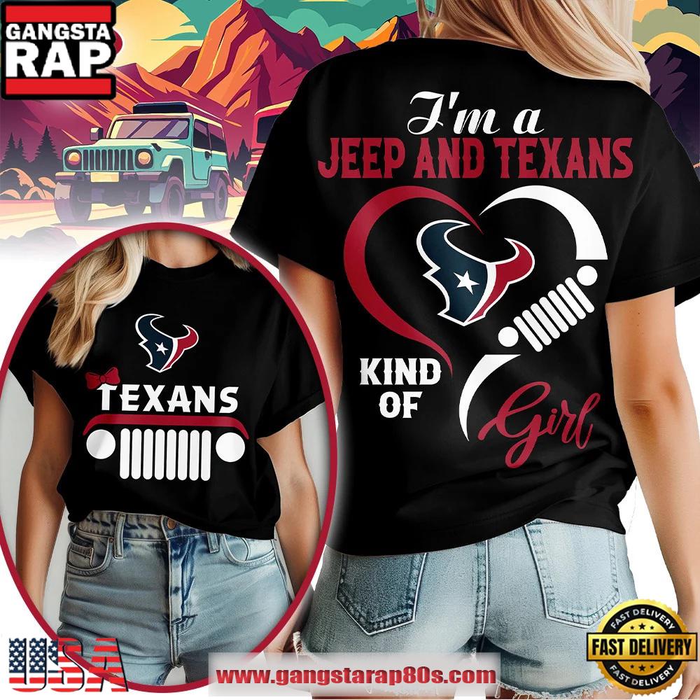 Houston Texans NFL Jeep Girl Women's Black 3D Shirt