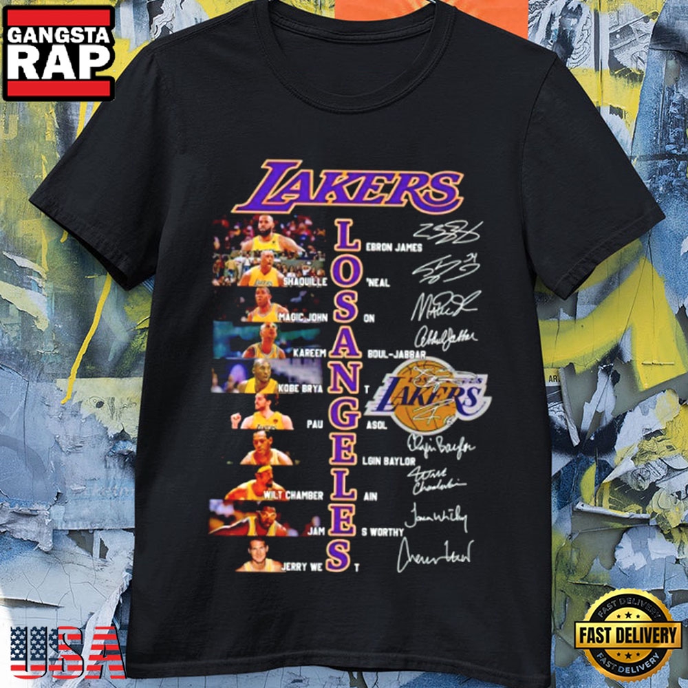 Los Angeles Lakers All-Time Legends Roster Signature T-Shirt