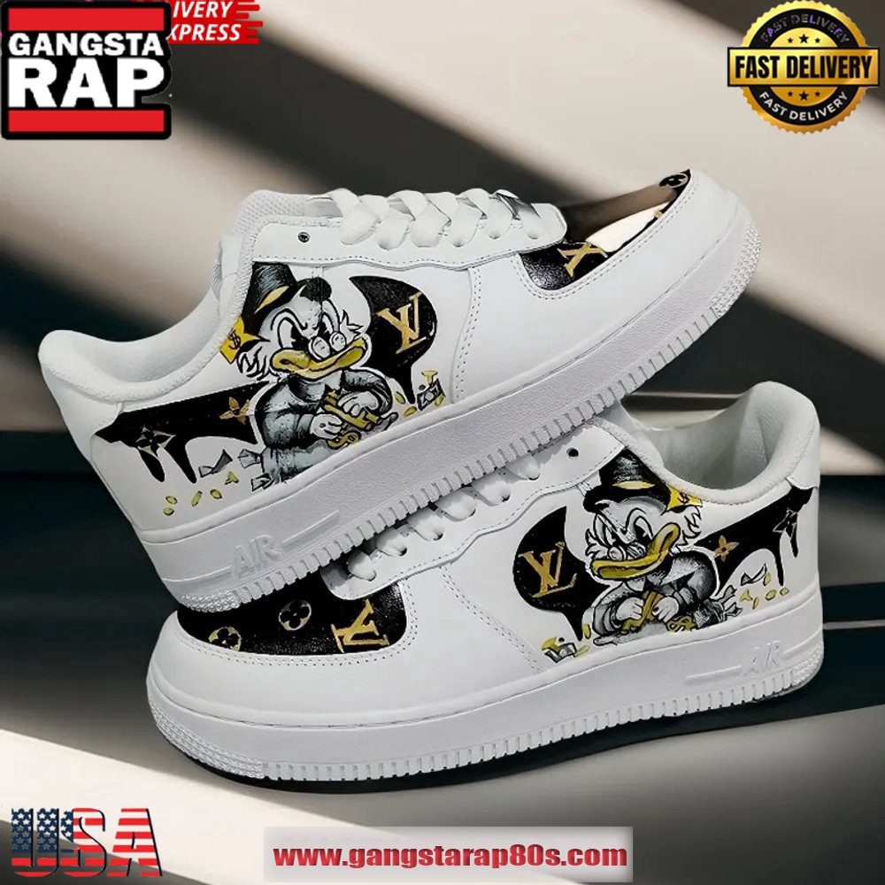 MC Duck x Louis Vuitton Special Edition Air Force 1 Running Sneakers Shoes MC Duck x Louis Vuitton Special Edition Air Force 1 Running Sneakers Shoes