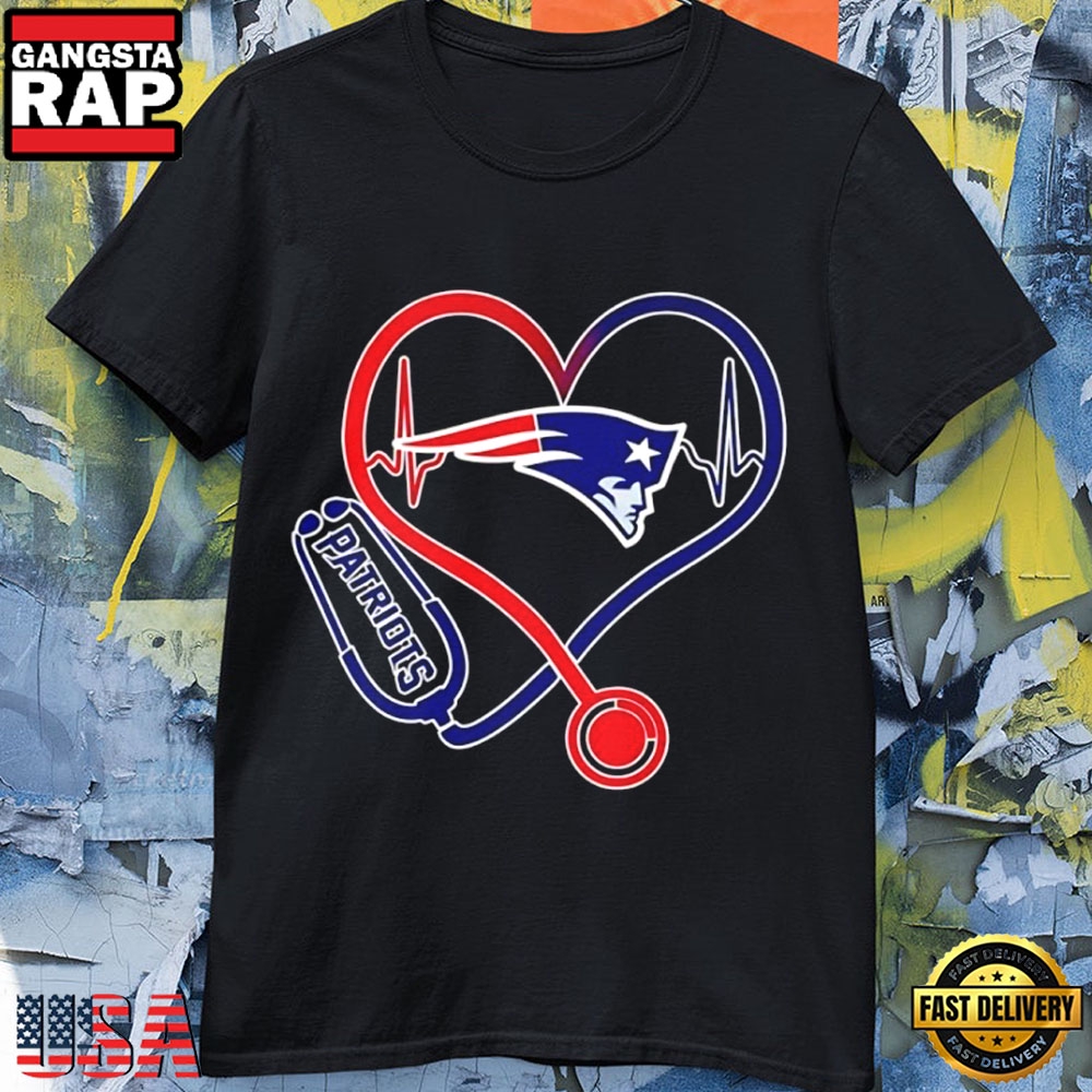 New England Patriots 2026 Heartbeat Stethoscope Fan T-Shirt