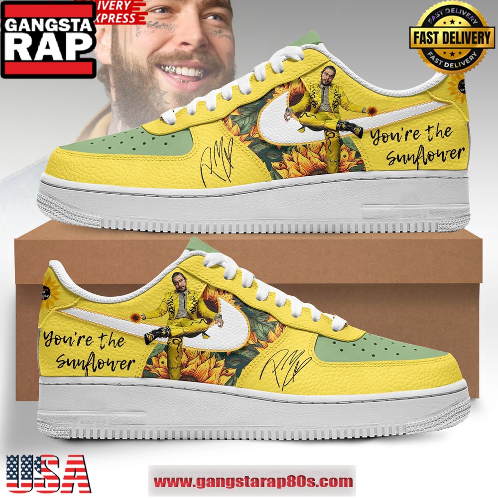 Post Malone Sunflower New Design Air Force 1 Sneakers Shoes Post Malone Sunflower New Design Air Force 1 Sneakers Shoes