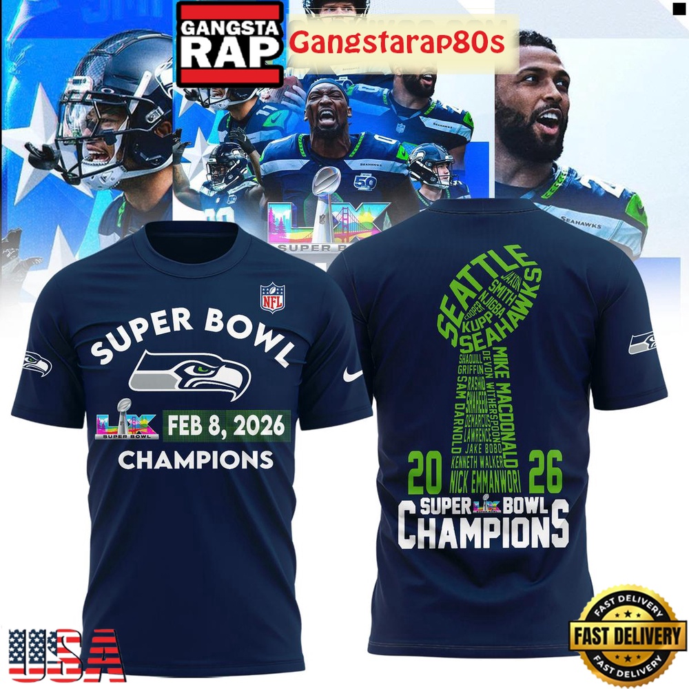 Seattle Seahawks 2026 Champions Super Bowl LX 3D Shirt