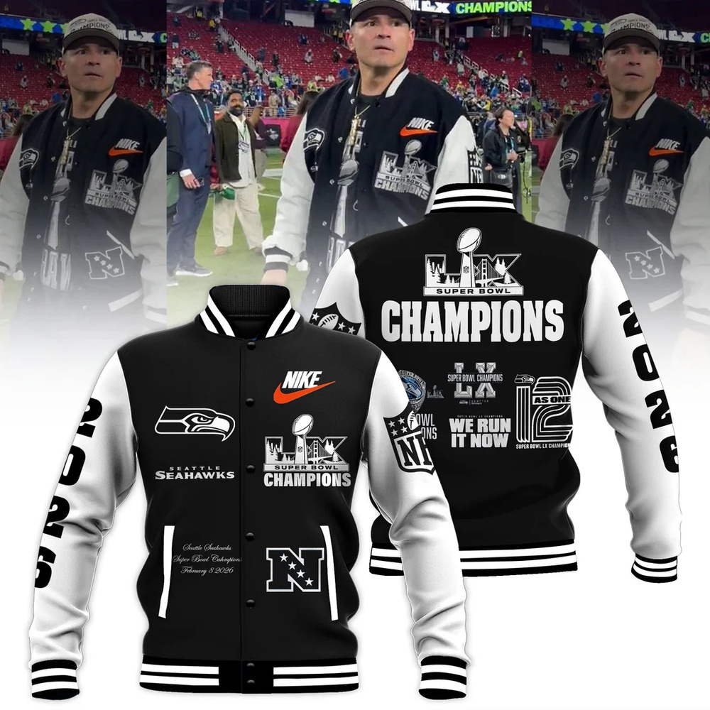 Seattle Seahawks Super Bowl LX Champions New Edition Baseball Jacket