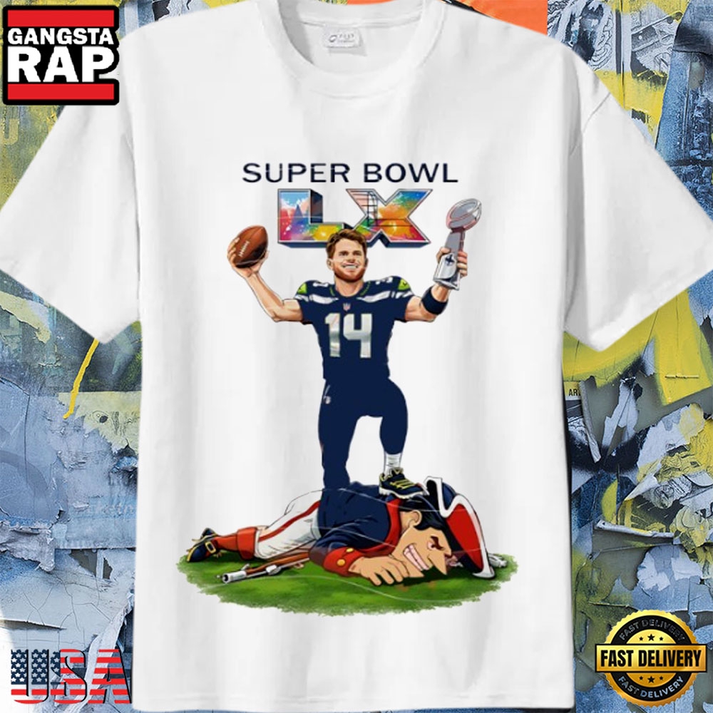Seattle Seahawks Super Bowl LX Champions Sam Darnold vs Patriots Mascot T-Shirt