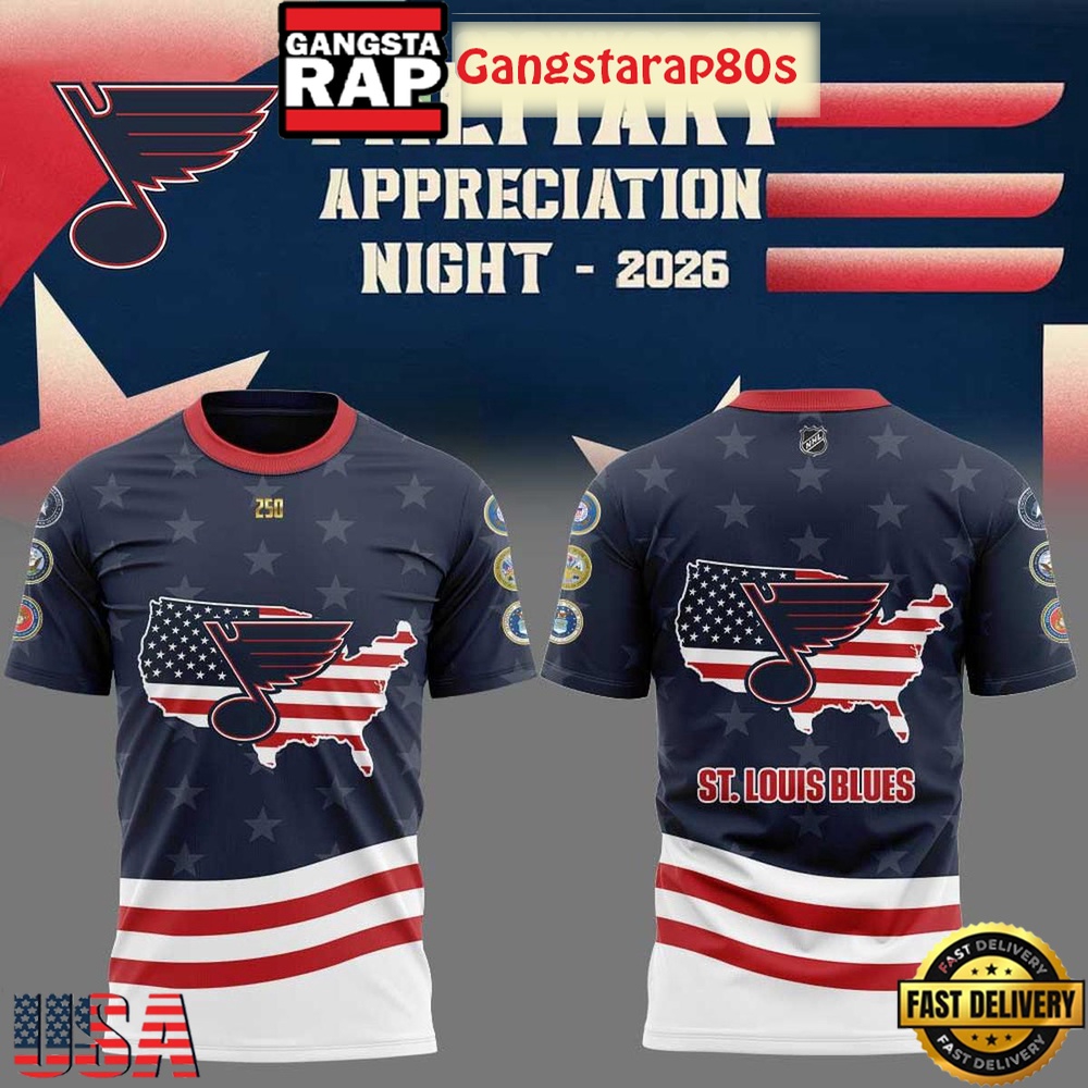St.Louis Blues Military Appreciation 2026 3D T-Shirt St.Louis Blues Military Appreciation 2026 3D T-Shirt
