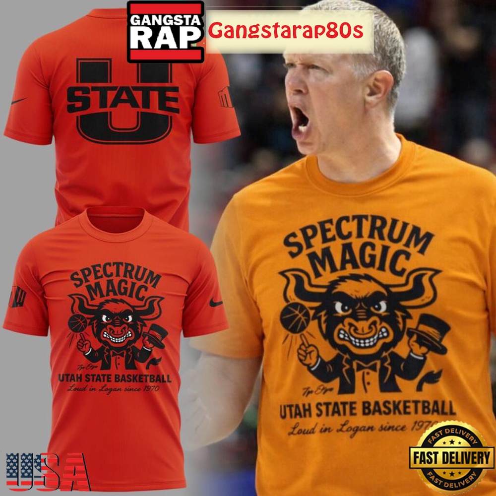 Utah State Basketball Spectrum Magic Orange 3D Shirt