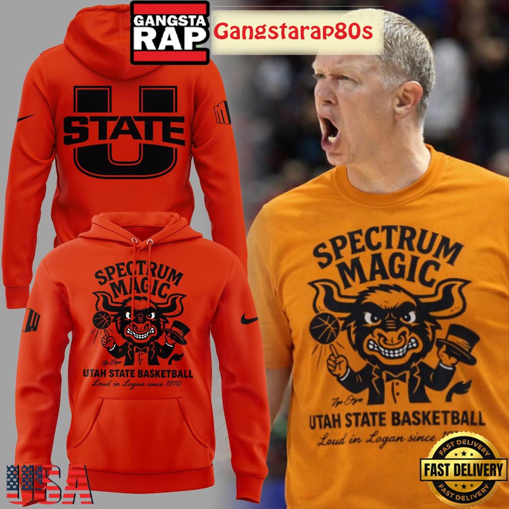 Utah State Basketball Spectrum Magic Orange Special Edition Hoodie