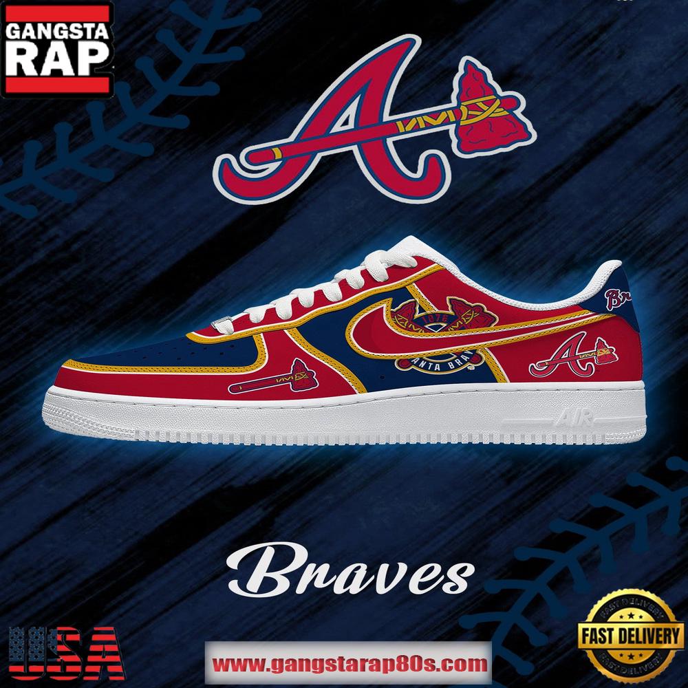 Atlanta Baseball Limited Edition Nike Air Force 1 Sneakers Shoes Atlanta Baseball Limited Edition Nike Air Force 1 Sneakers Shoes