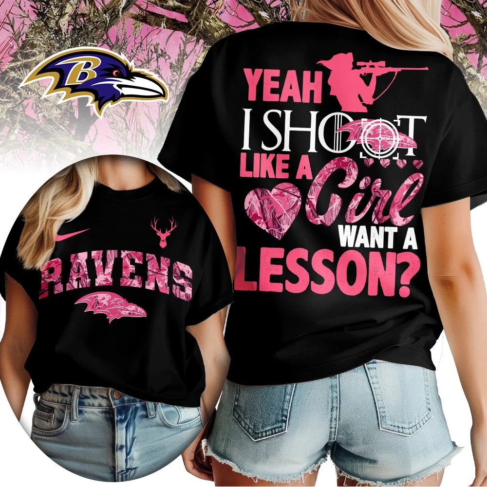 Baltimore Ravens Premium NFL Shoot Like A Girl Women Shirt