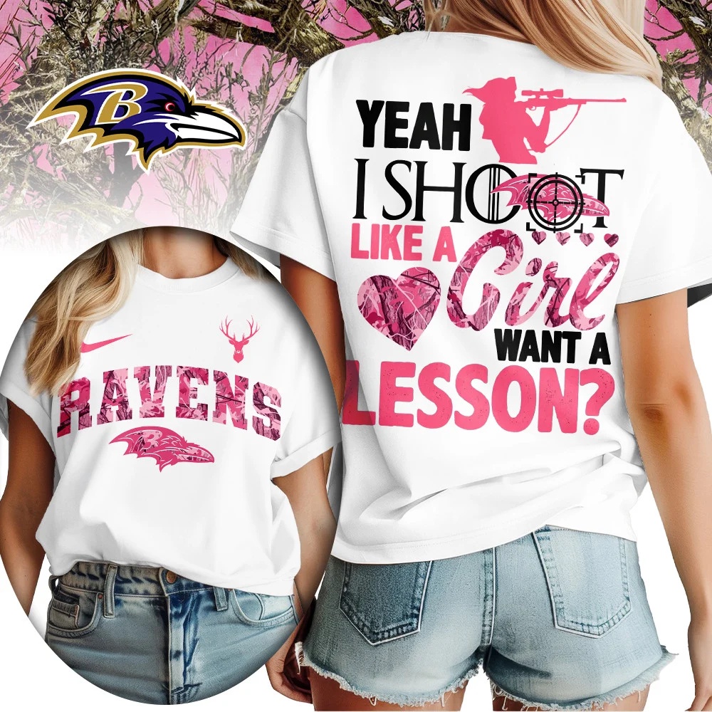 Baltimore Ravens Premium NFL Shoot Like A Girl Women T-Shirt