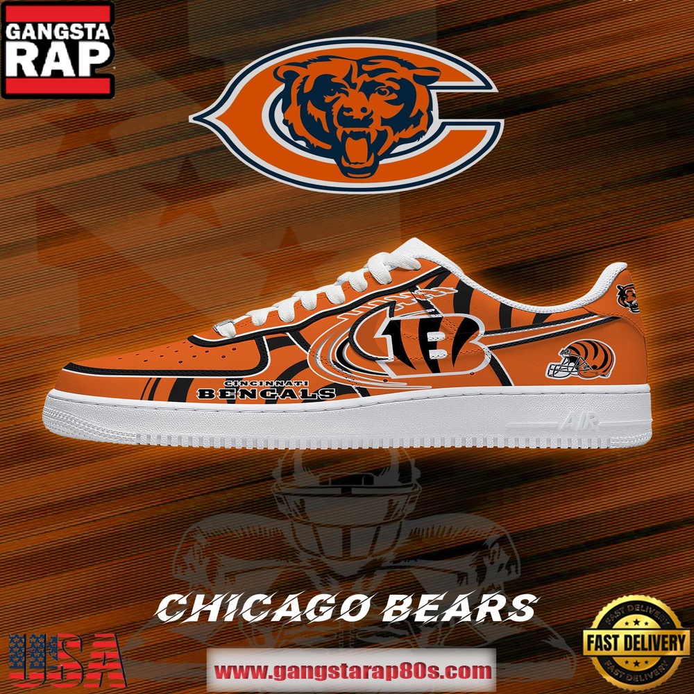 Chicago Football NFL New Version Custom Air Force 1 Shoes Running Sneakers